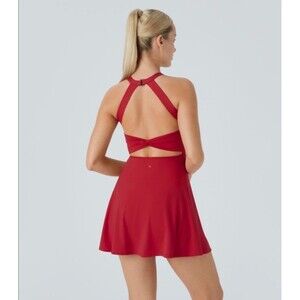 Halara Backless Twisted Active Dress Built-in Bra Mini Length NWOT Size XL